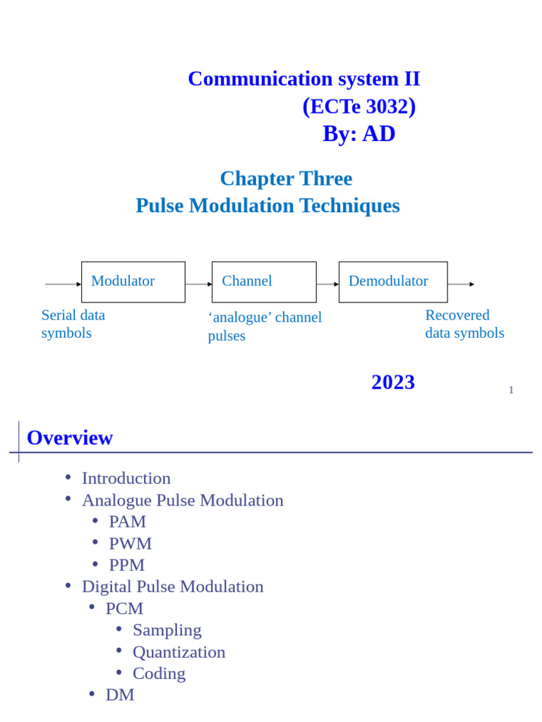 Pulse Modulation Techniques Overview | PDF | Analog To Digital ...