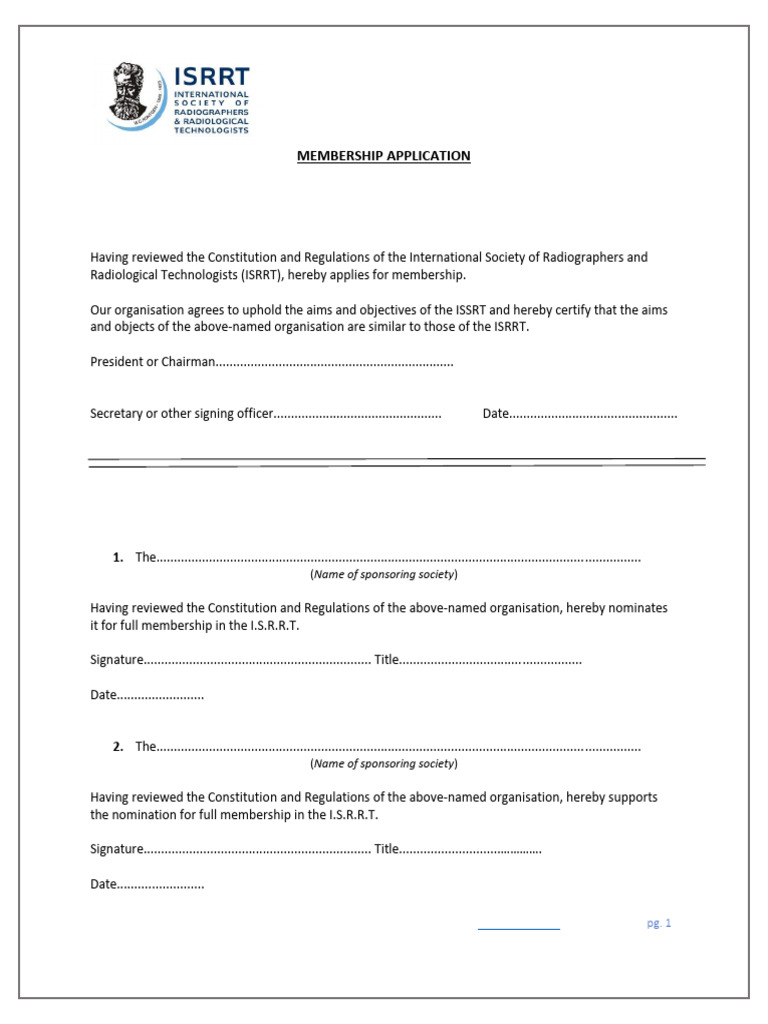 ISRRT Membership Application Form | PDF | Radiology