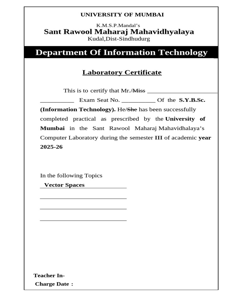 Laboratory Certificate for IT Students | PDF