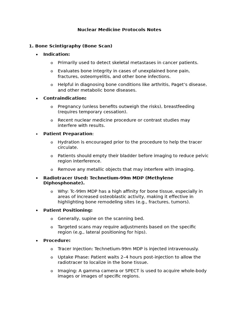 Nuclear Medicine Protocols Overview | PDF | Medical Specialties ...