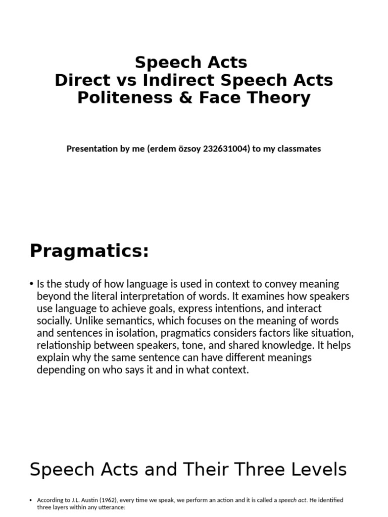 Understanding Speech Acts and Politeness | PDF | Semantics | Communication