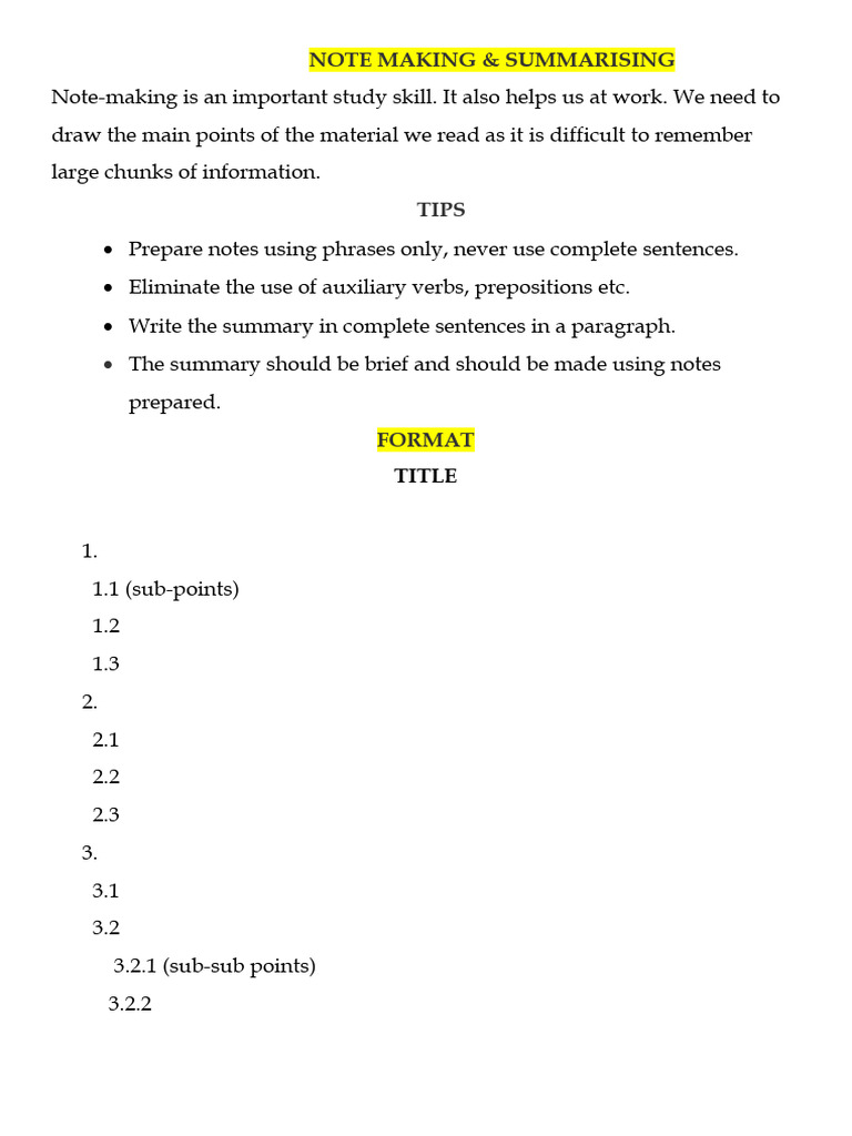 Note-Making and Summarizing Skills | PDF | Color | Artificial Intelligence