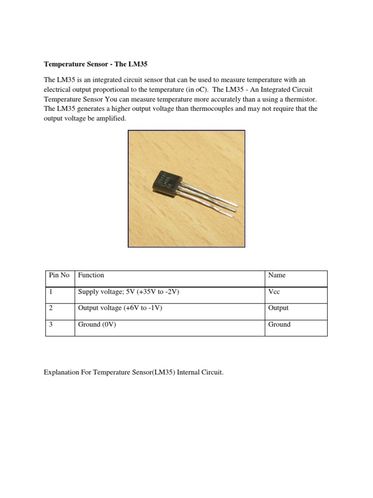 LM35 Temperature Sensor Overview | PDF | Science & Mathematics