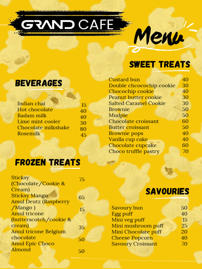Menu of Frozen Treats and Sweets | PDF