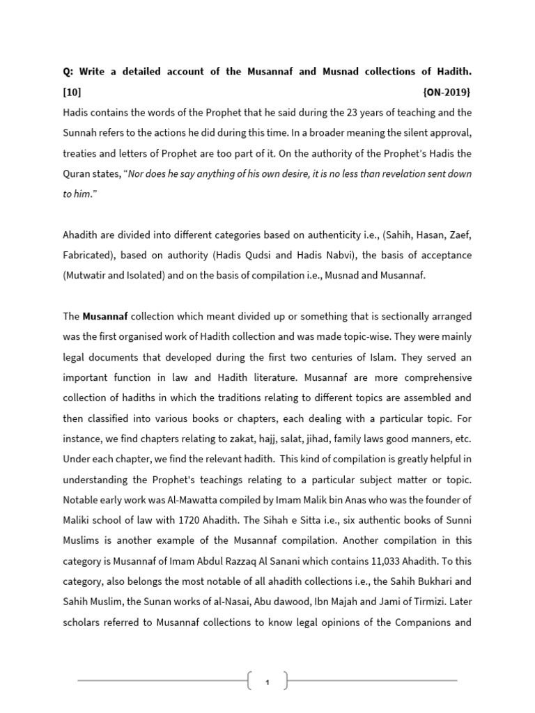 Musannaf vs Musnad: Hadith Collections Explained | PDF | Hadith ...