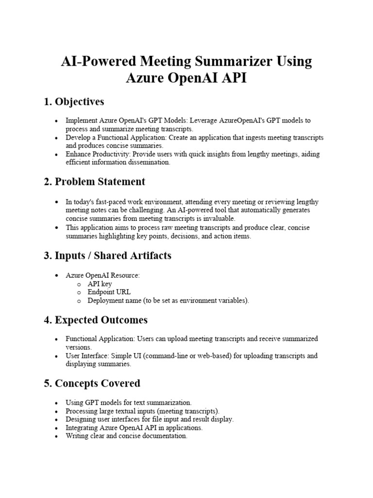 Assignment 03 - AI-Powered Meeting Summarizer Using Azure OpenAI API ...
