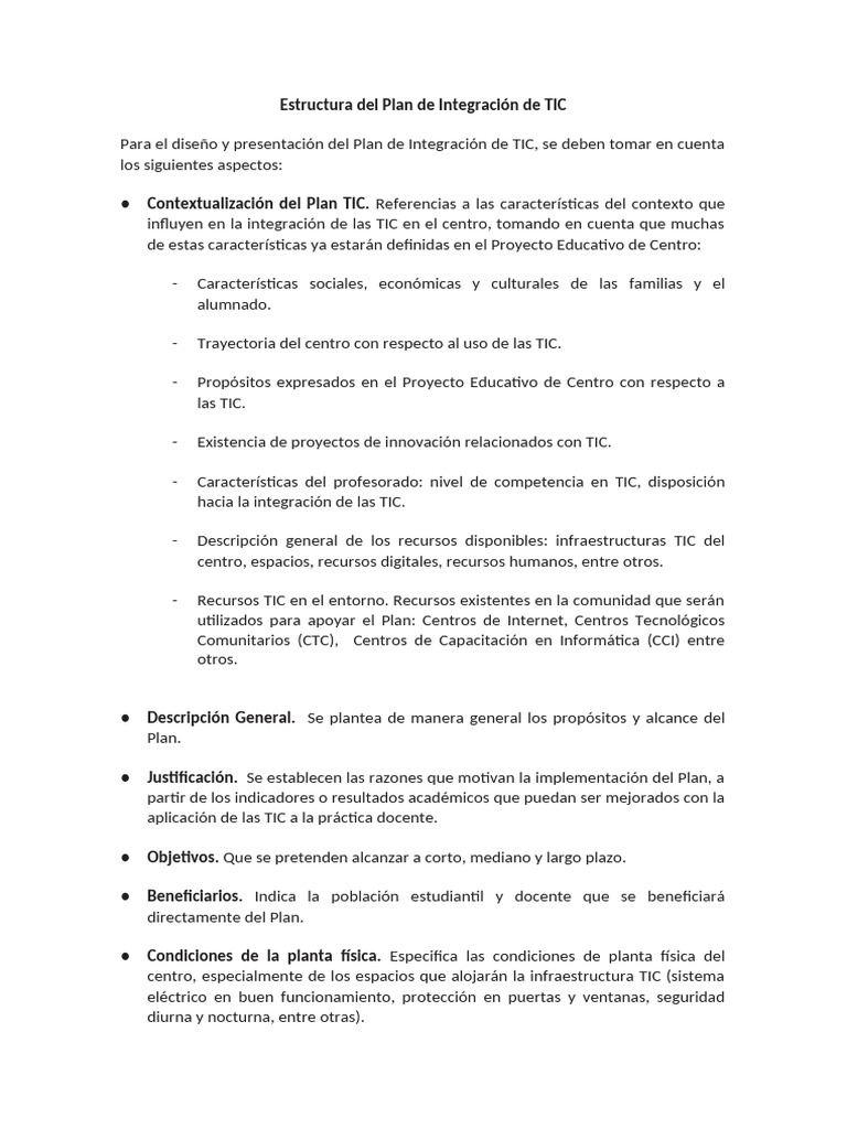 Plan de Integración de TIC en Educación | PDF | Tecnología de ...
