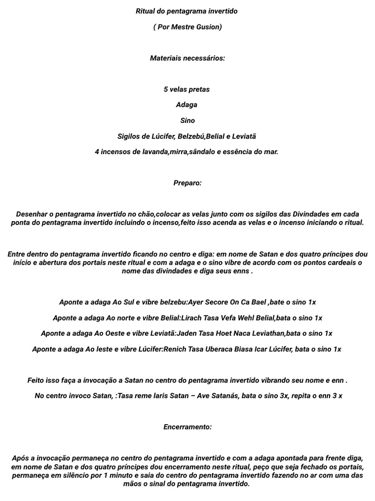 Ritual do Pentagrama Invertido | PDF