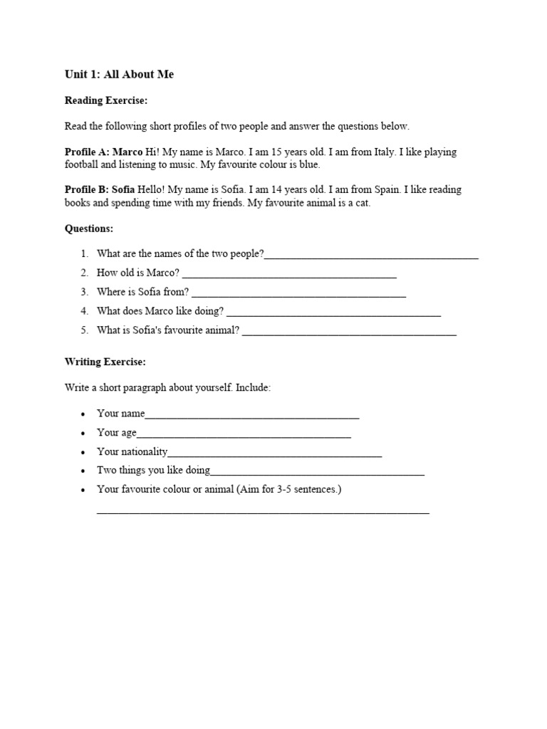 Engaging English Exercises for Beginners | PDF | Linguistic Morphology ...