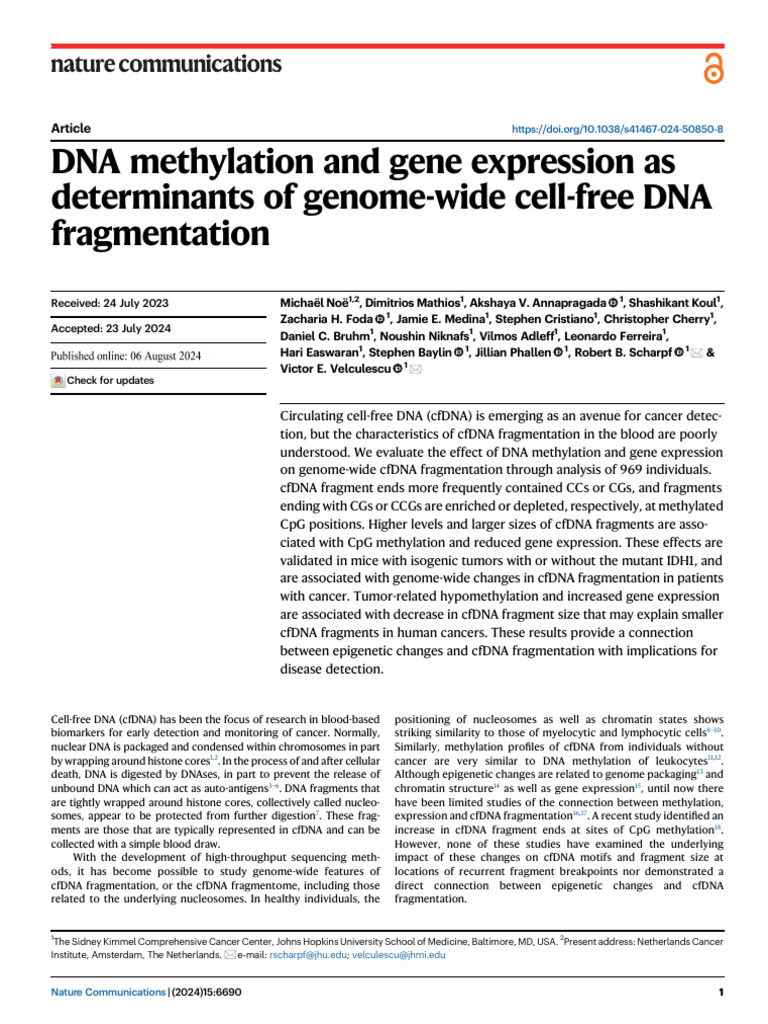 DNA Methylation and Gene Expression As Determinants of Genome-Wide Cell ...