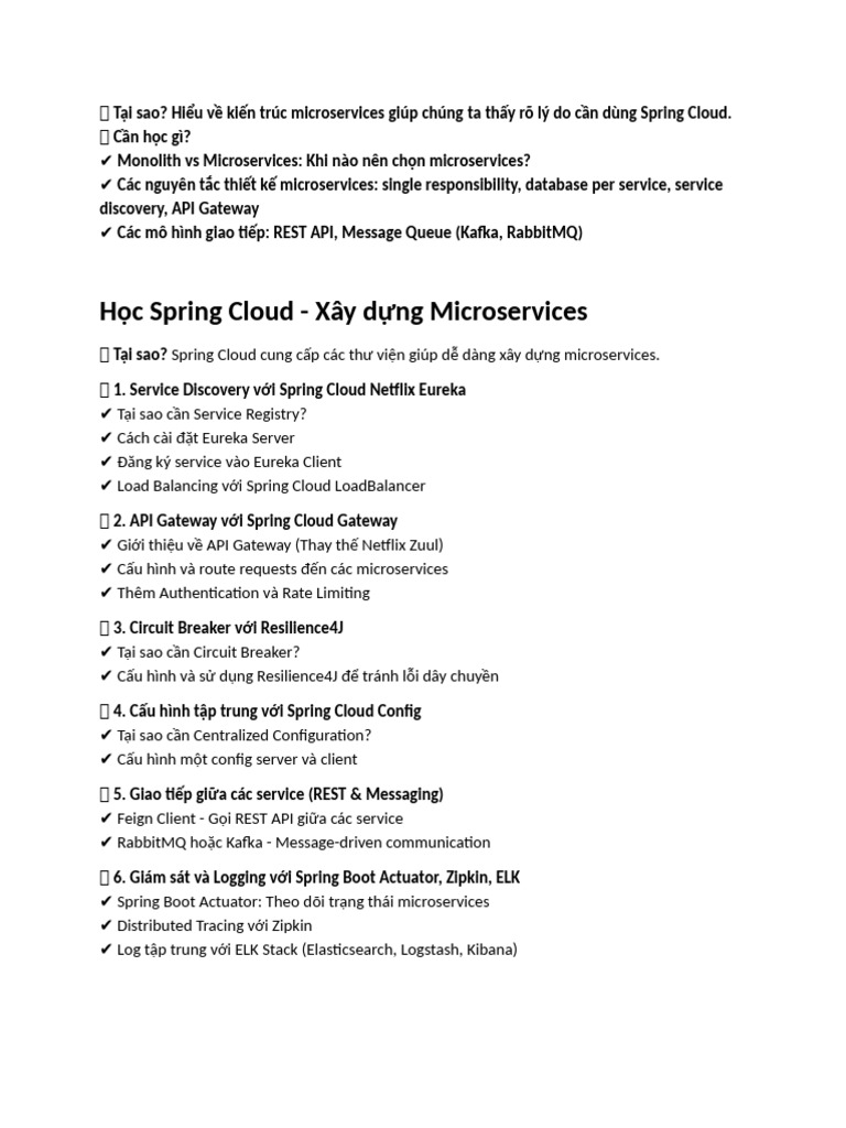 0. Lộ Trình Học Spring Cloud | PDF