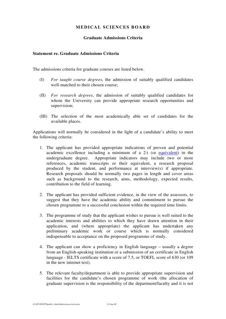 Admissions Criteria | PDF | University And College Admission ...