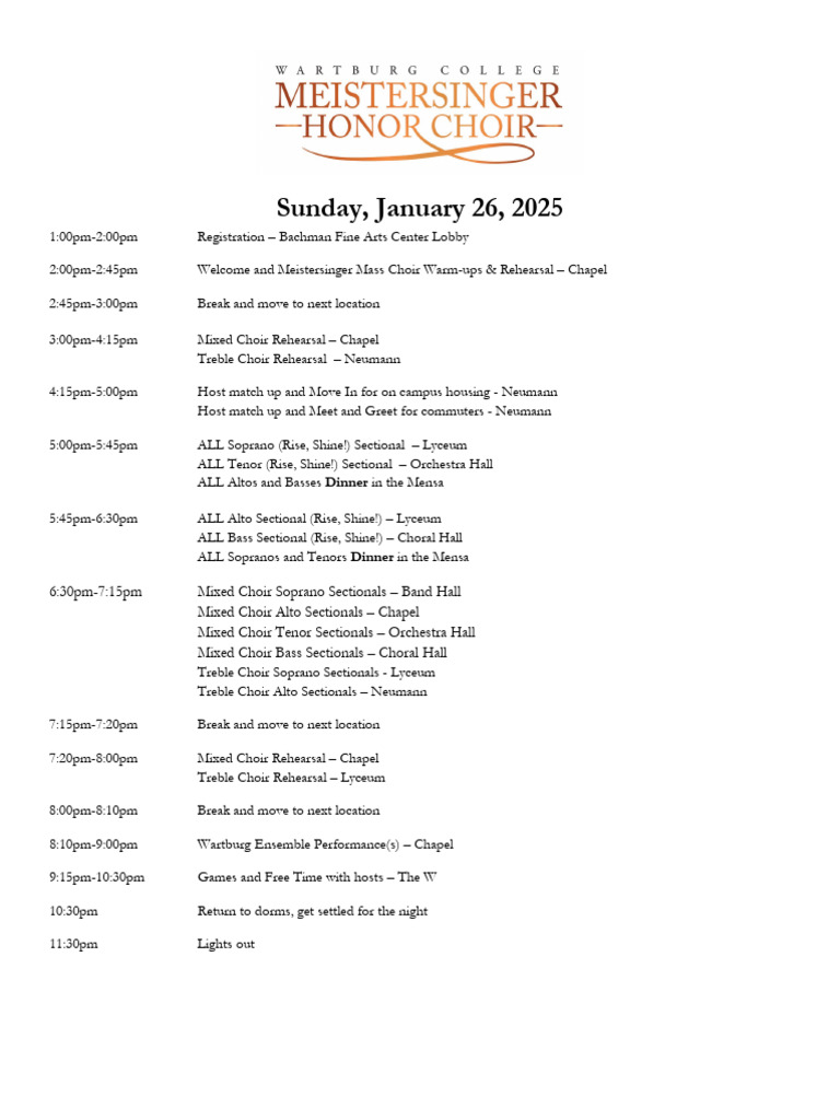 Meistersinger Choir Festival Schedule | PDF | Choir | Music Performance