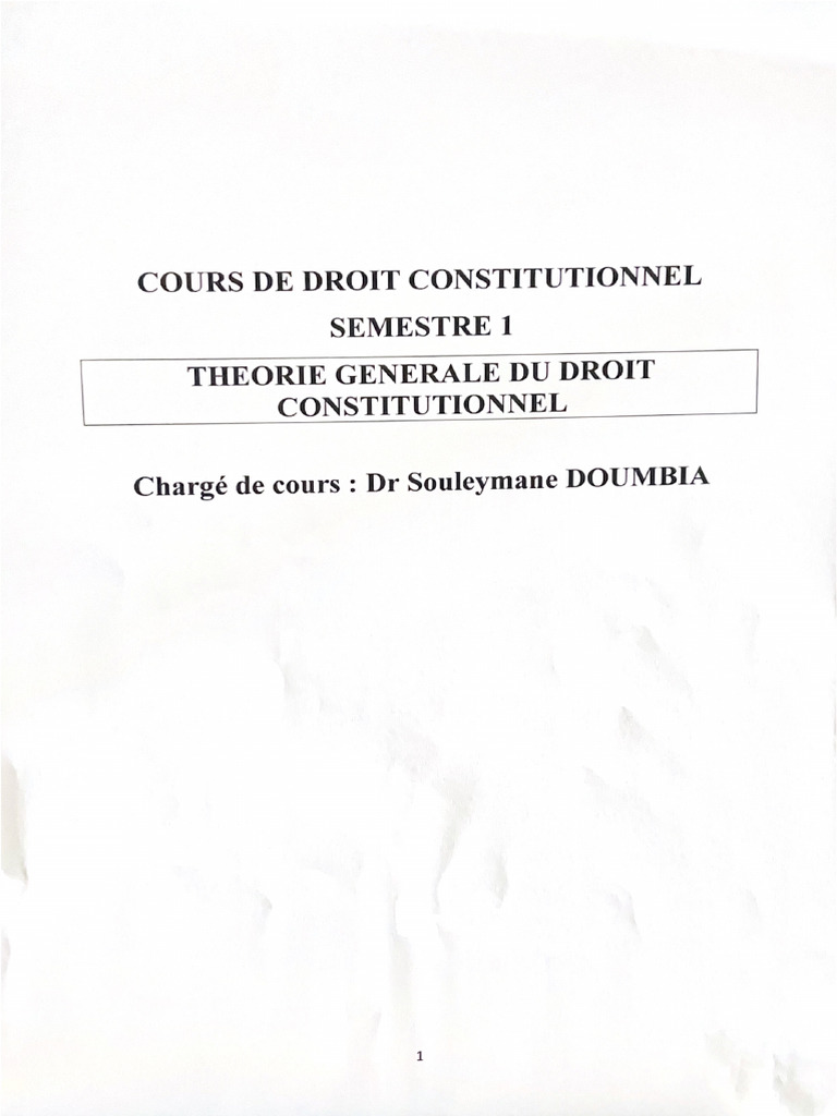 Cours de Droit Constitutionnel Semestre 1 | PDF