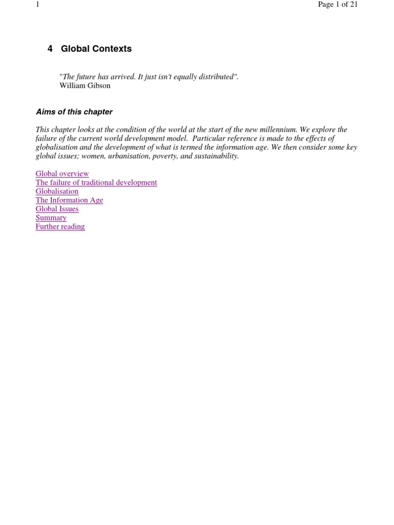 Global Development Challenges and Inequality | PDF | Globalization ...