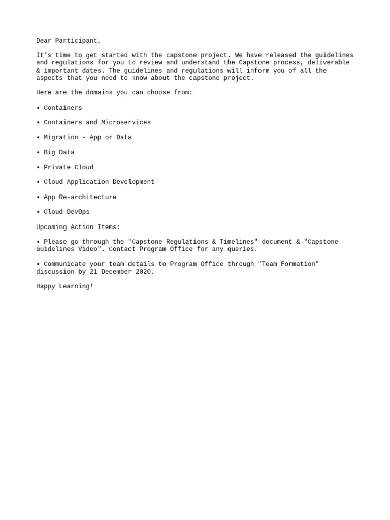 Capstone Team Formation | PDF
