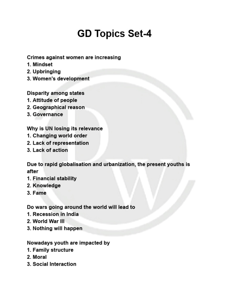 GD Topics Set-4 | PDF