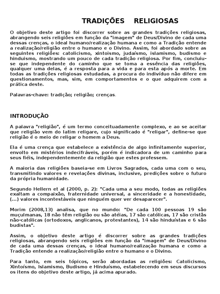 Tradições Religiosas e Suas Crenças | PDF | Escolas | Deus