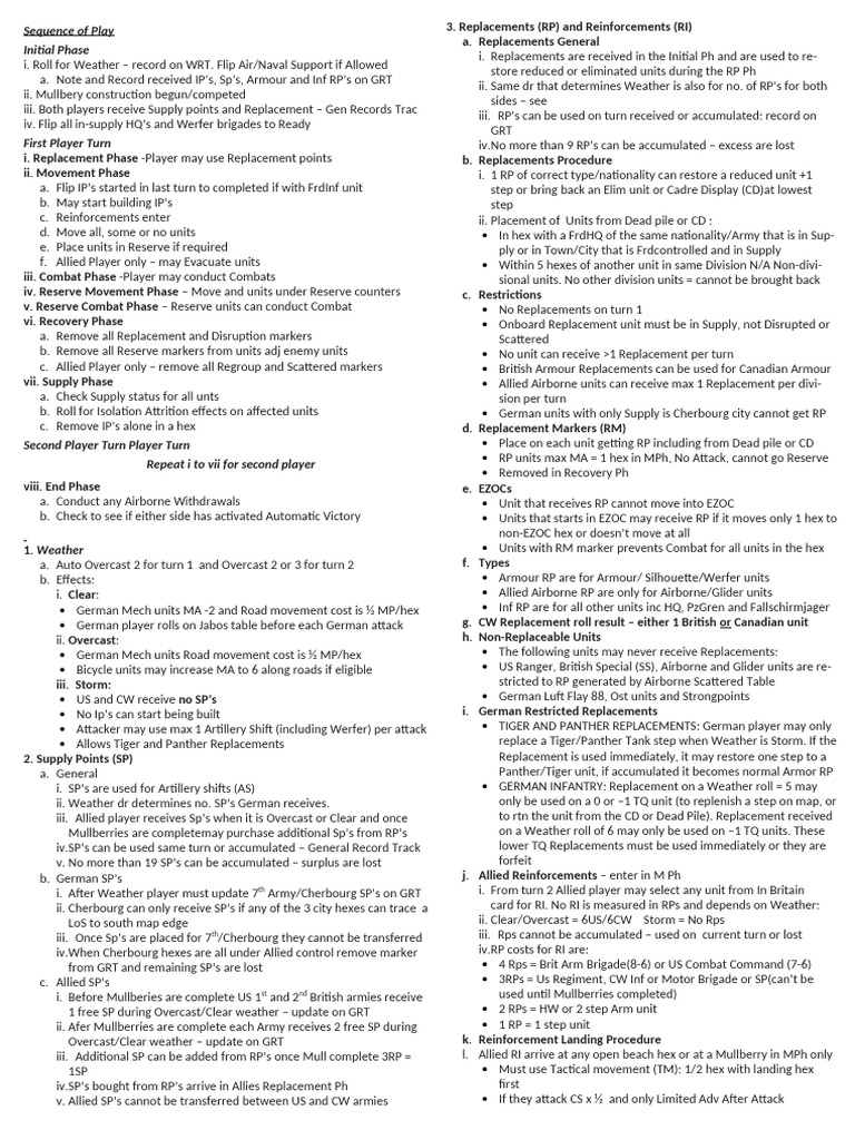 Sequence of Play for Strategy Game | PDF | Airborne Forces | Military ...