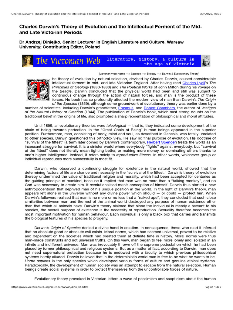 Darwin's Evolution and Victorian Thought | PDF | Charles Darwin | Darwinism