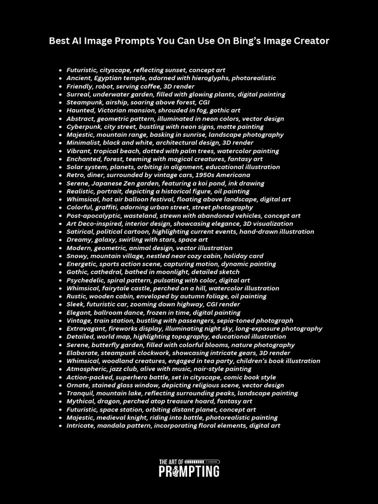 TAOP DallE Masterclass Best AI Image Prompts You Can Use On Bings Image ...