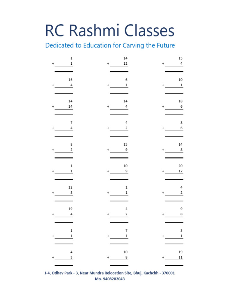 Addition Practice | PDF