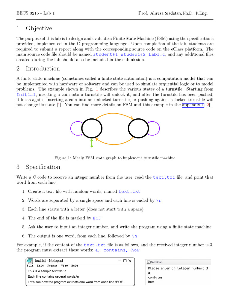 Finite State Machine Lab in C | PDF | Theoretical Computer Science ...