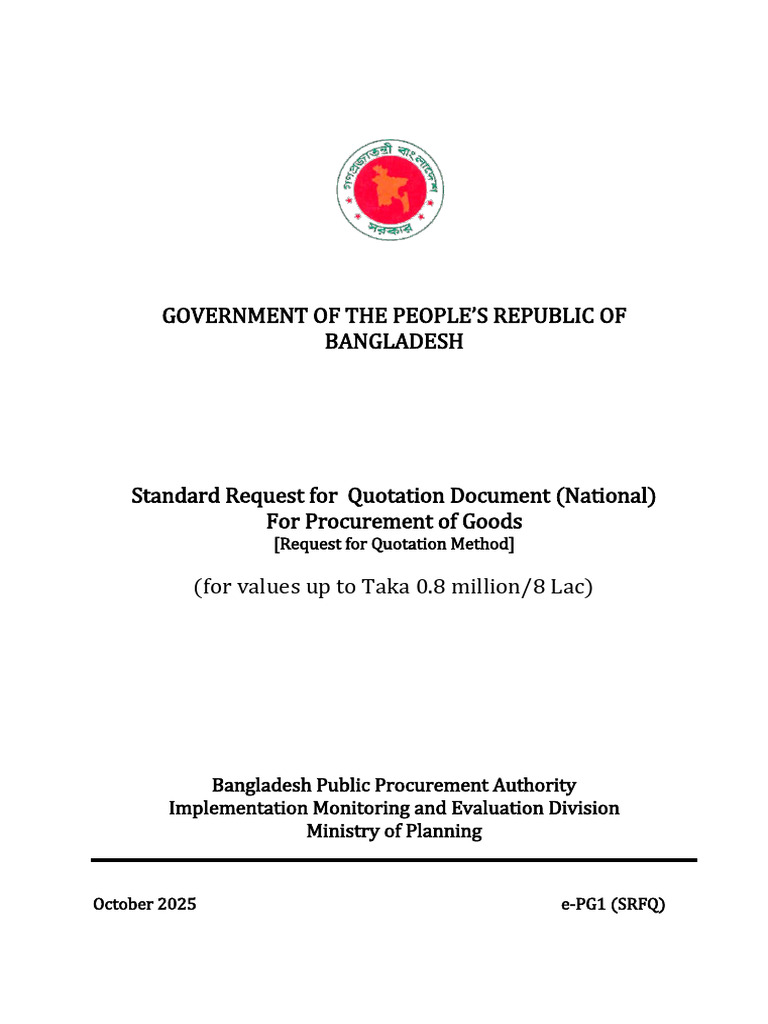 Bangladesh e-Quotation Procurement Guide | PDF | Specification ...