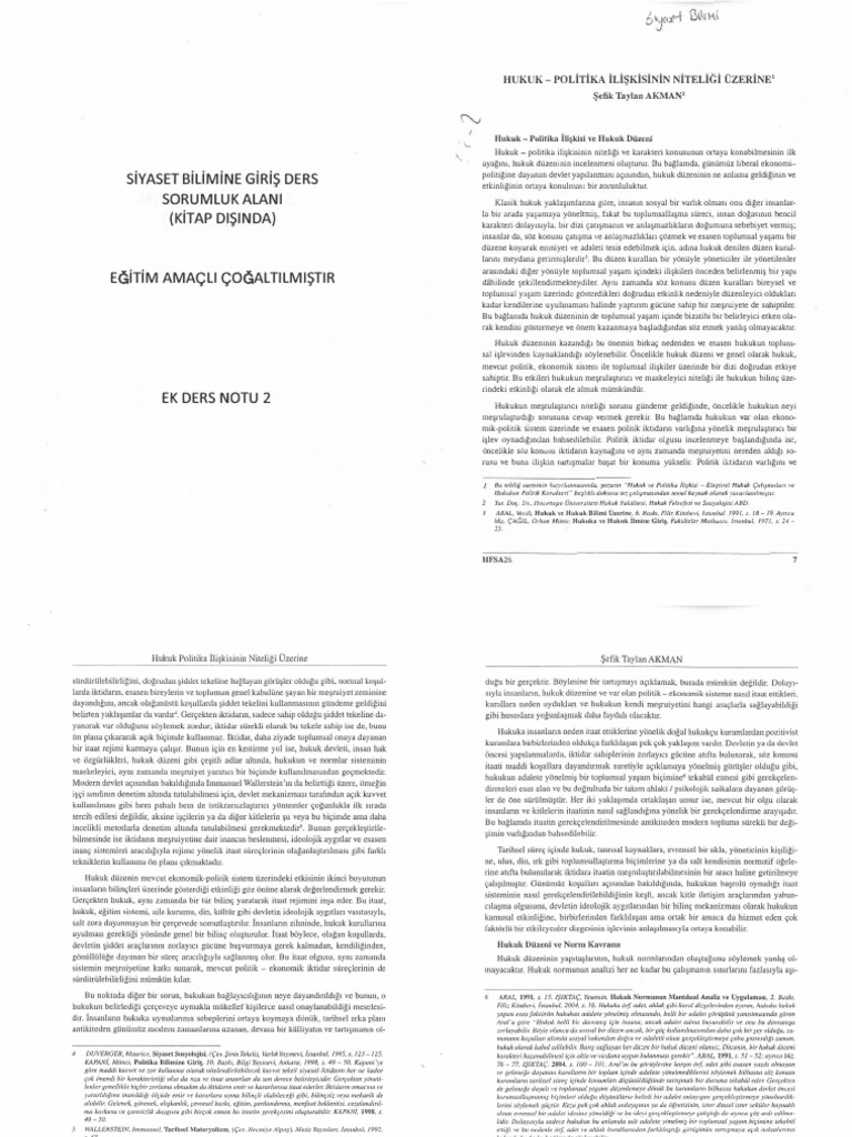 Siyaset Bilimine Giris - Ders Notu | PDF