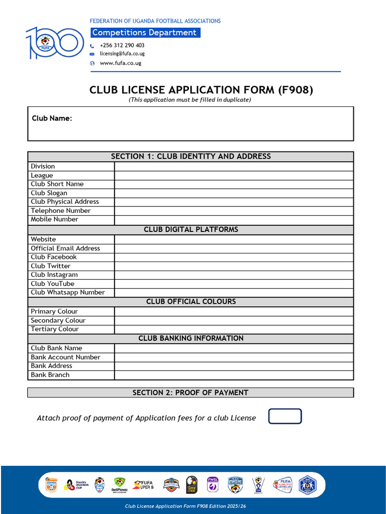 Club License Application Form - F 908 | PDF