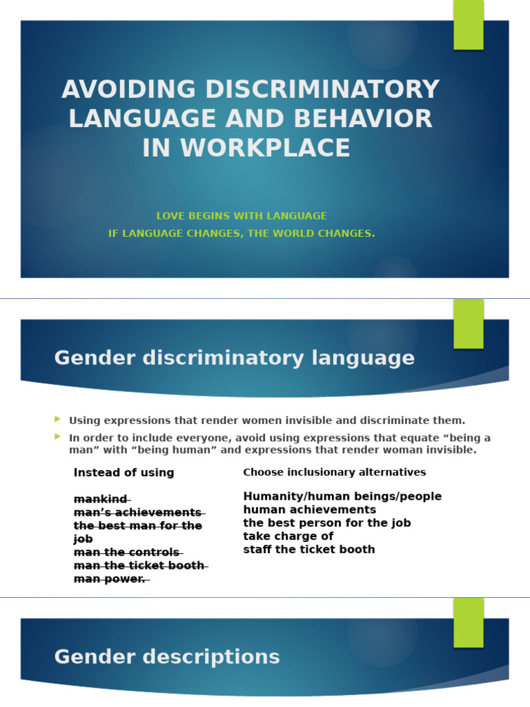 Inclusive Language in the Workplace | PDF