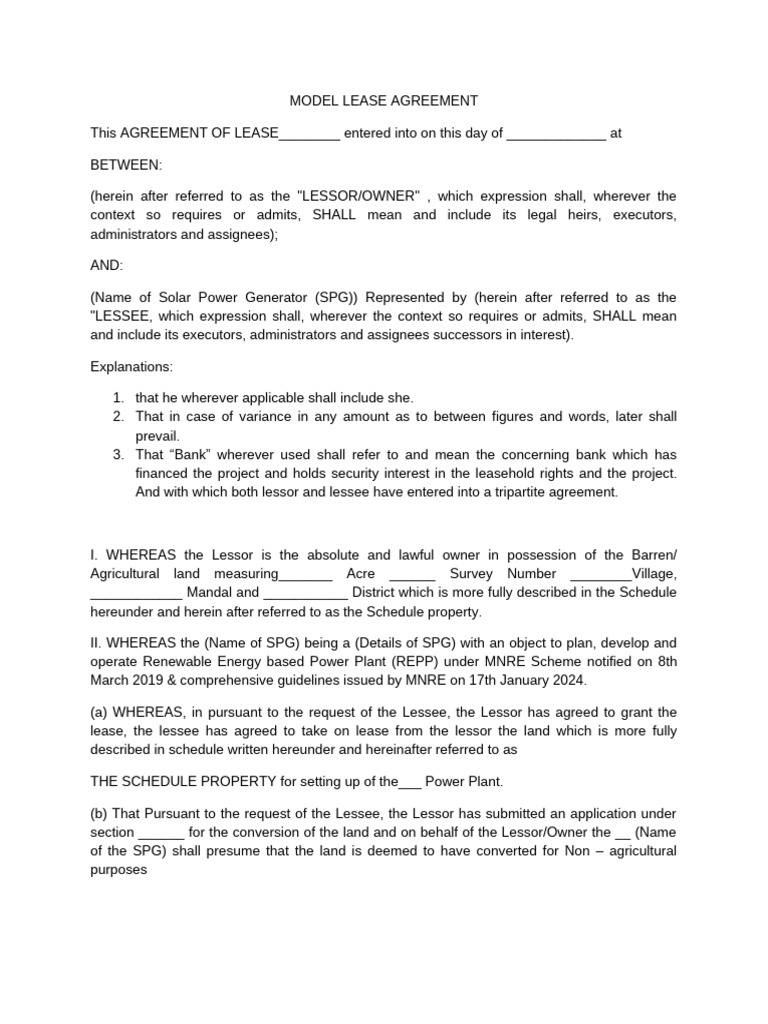 Model Lease Agreement Vetted | PDF | Lease | Leasehold Estate