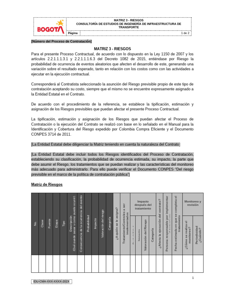 Matriz de Riesgos en Contratación Estatal | PDF | Probabilidad