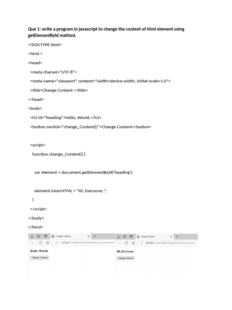 JavaScript Change HTML Content & Attributes | PDF