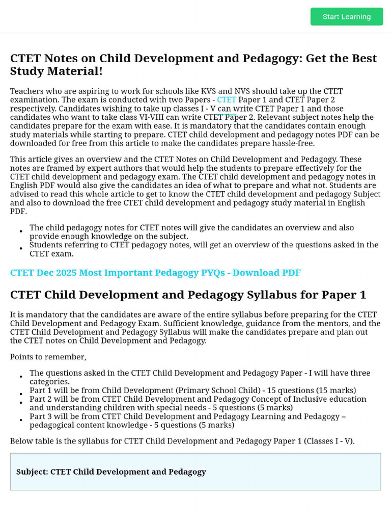 CTET Notes On Child Development and Pedagogy - Get The Best Study ...