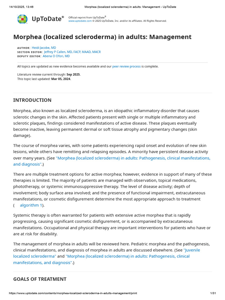 Morphea Management in Adults: Overview | PDF | Topical Medication ...