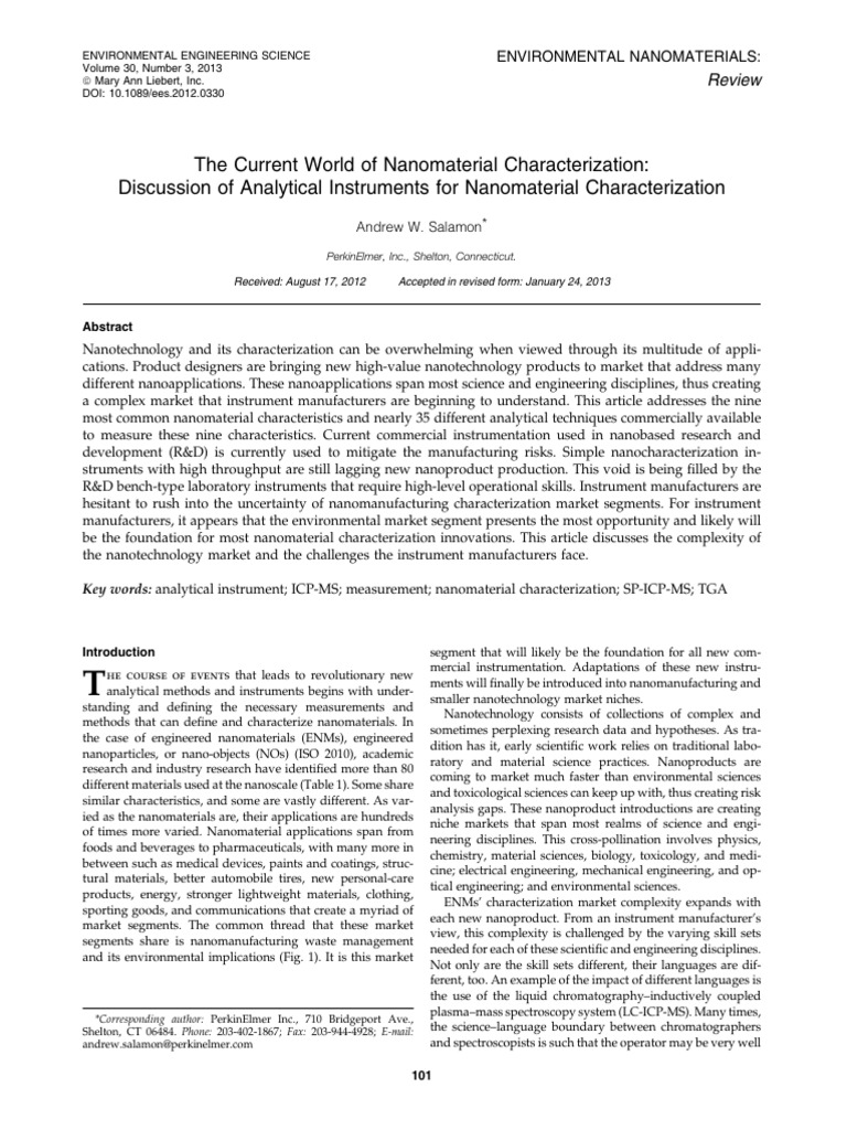 The Current World of Nanomaterial Characterization | PDF | Carbon ...