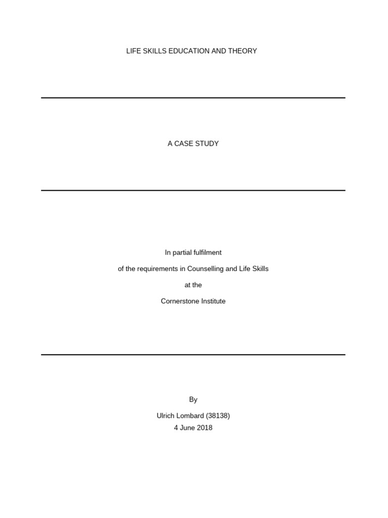 Life Skills Education: A Case Study | PDF | Learning | Experience
