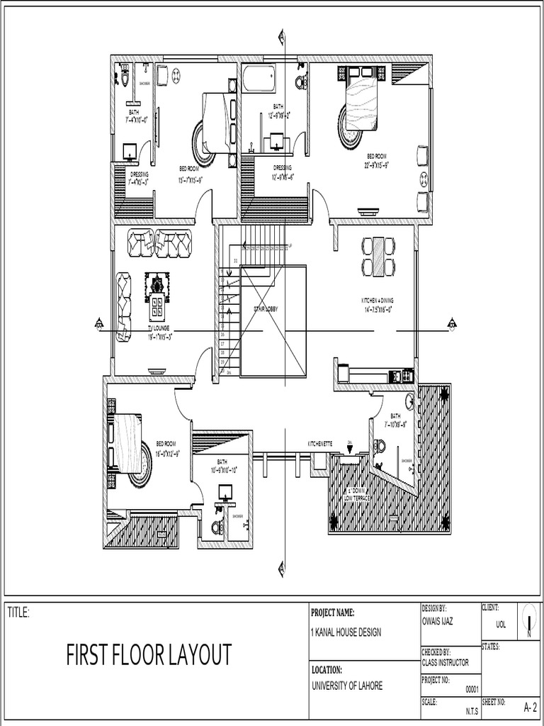 First Floor Layout for 1 Kanal House | PDF