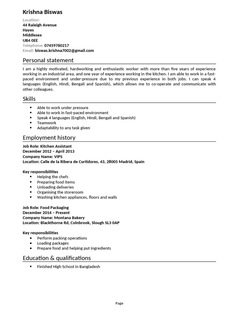 CV Library General CV Template | PDF