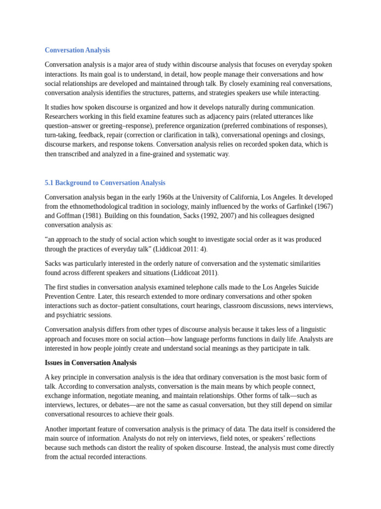 Understanding Conversation Analysis | PDF | Ellipsis | Second Language ...