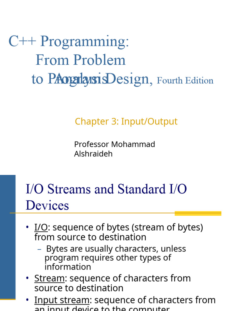 Chapter 3 Input&&Output - Tagged | PDF | Input/Output | Parameter ...