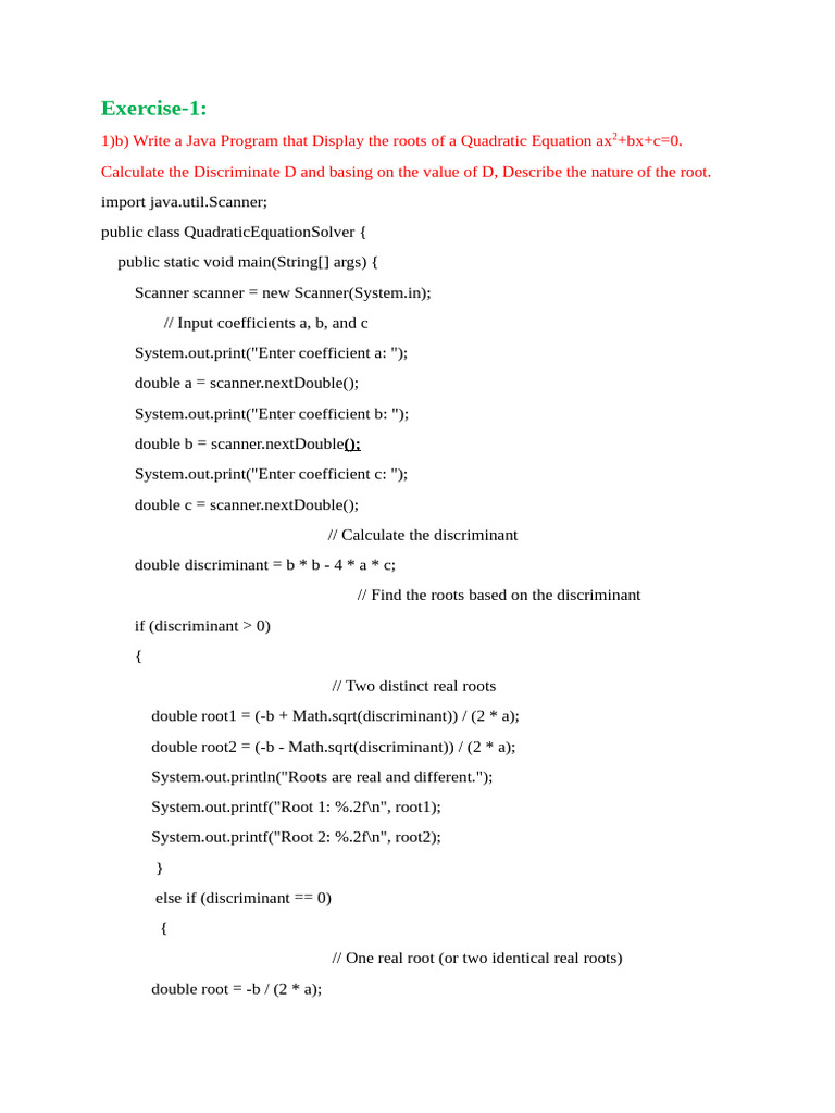 Java Programs for Quadratic, Search, Sort | PDF | Constructor (Object ...