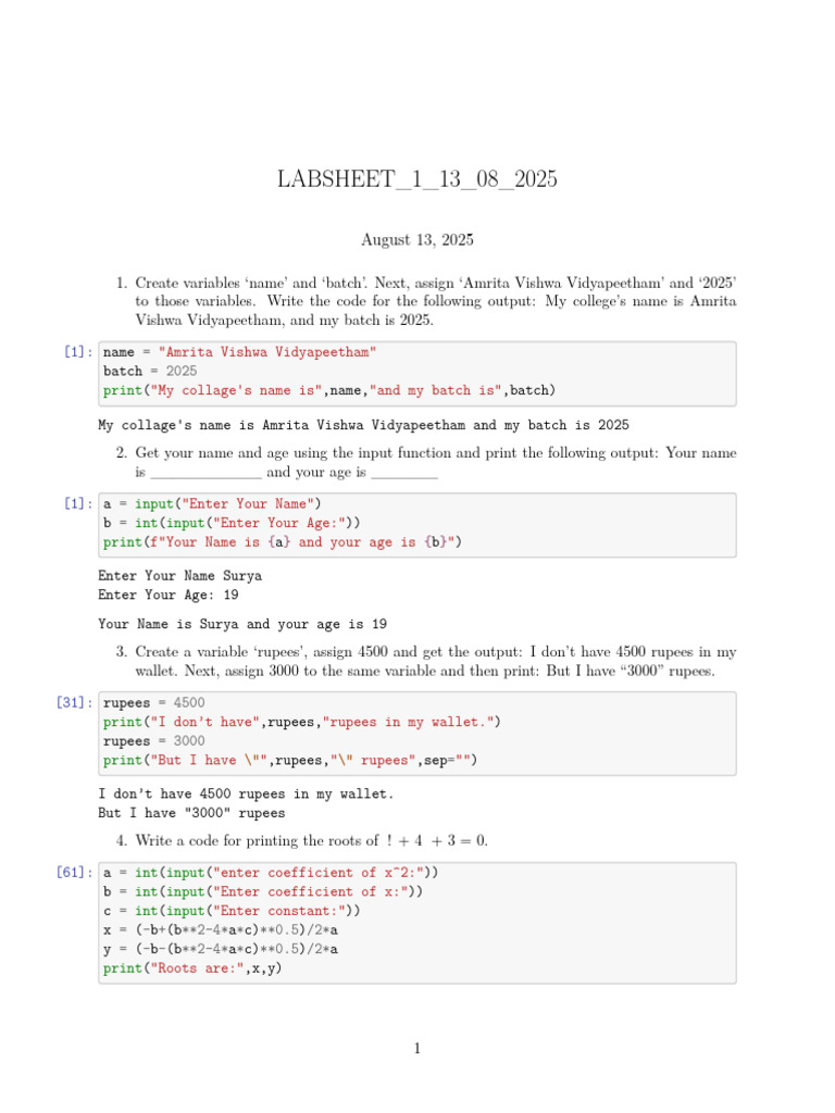 Python Programming Lab Exercises | PDF | Area | Sphere