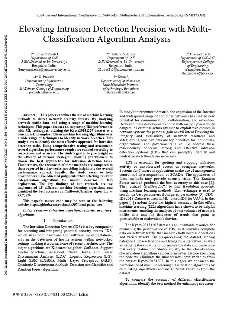 Enhancing IDS Accuracy with ML Algorithms | PDF | Machine Learning ...