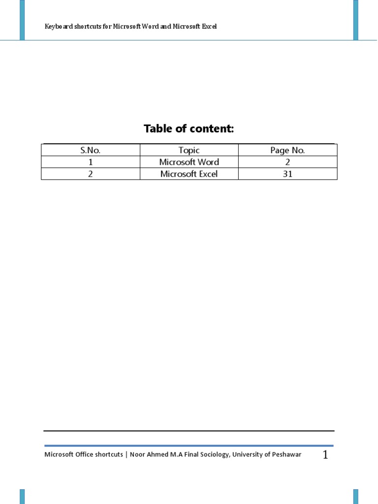 Keyboard Shortcuts For Microsoft Word Excel | PDF | Computer Keyboard ...