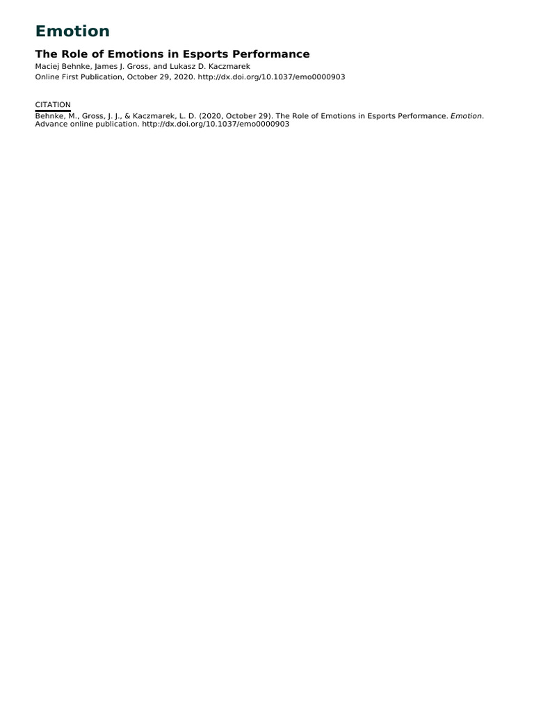The Role of Emotions in Esports Performance | PDF | Emotions | Affect ...