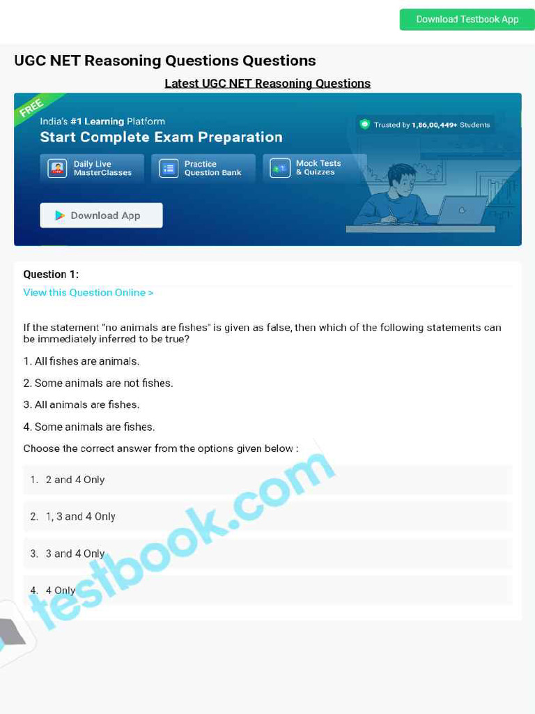 Ugc Net Reasoning Questions 647075efcec9e1470cb0e920 | PDF