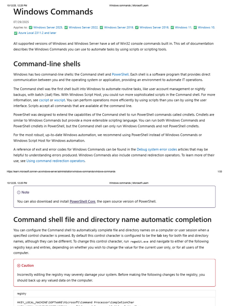 Windows Command Line Overview | PDF | Windows Registry | Shell (Computing)