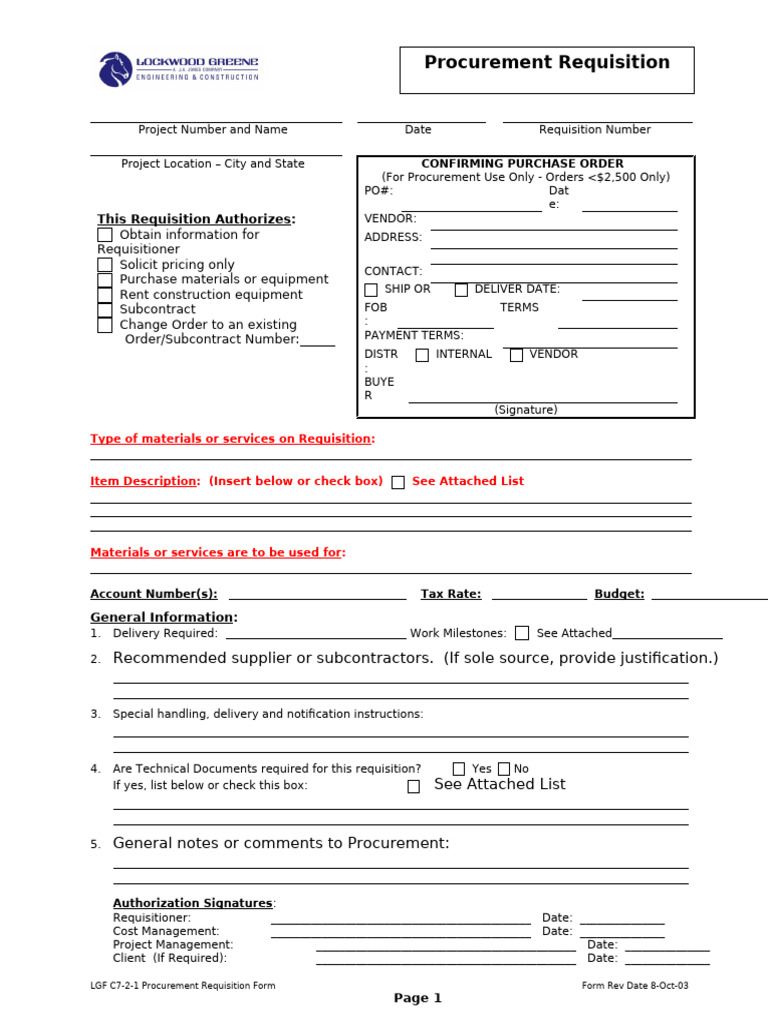 Procurement Requisition Form Template | PDF | Procurement | Supply ...